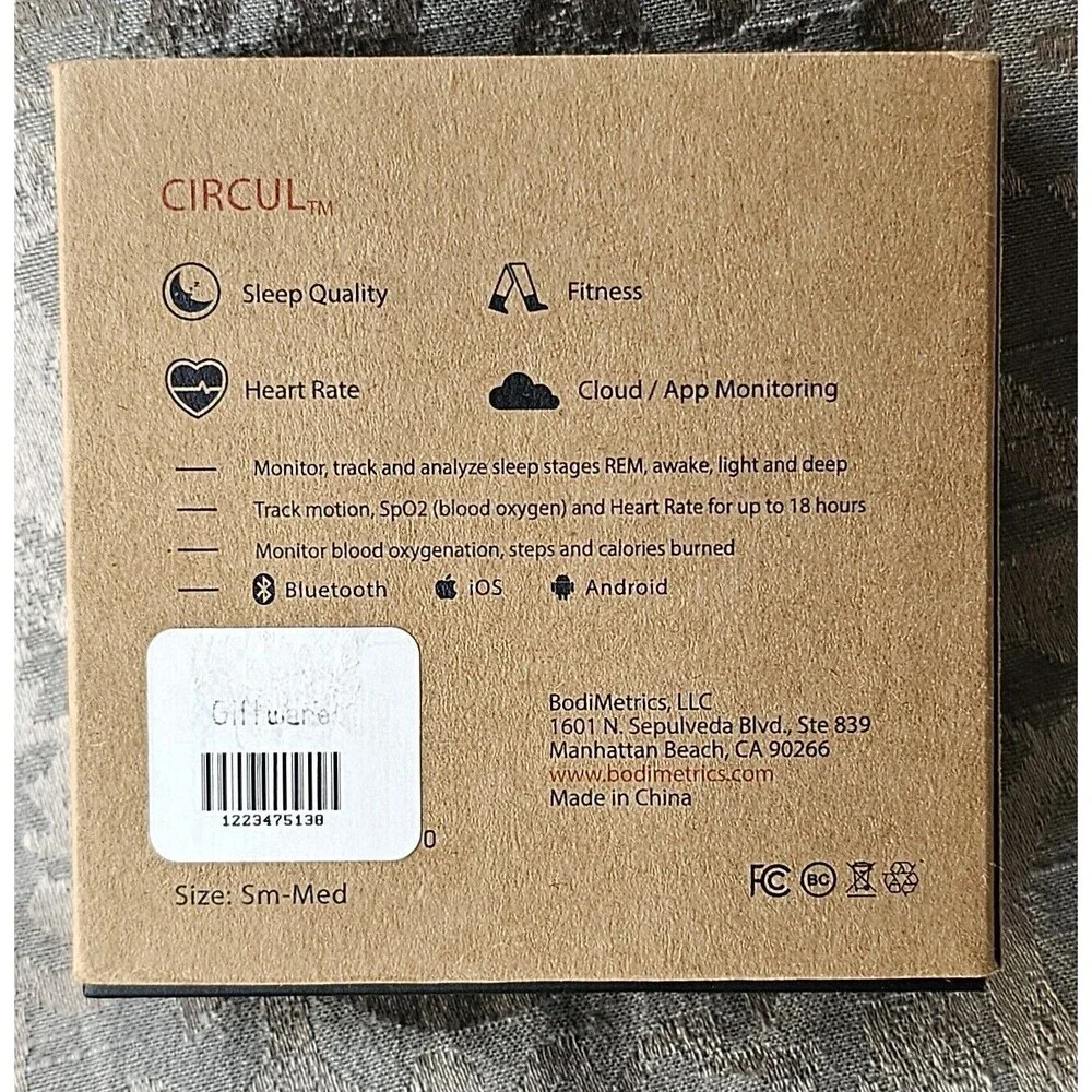 BodiMetrics Circul Sleep and Fitness Ring  Continous SpO2  Size S/M